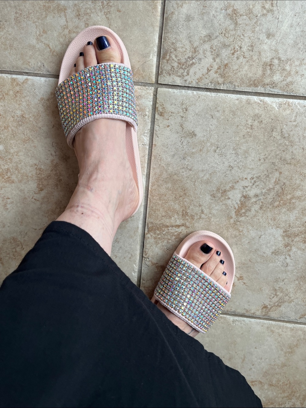 Madden NYC Women's Pink Crystal Slide Sandals 7 - Picture 11 of 15